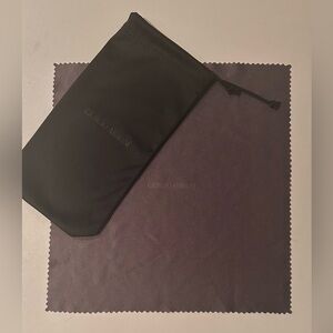 NWOT GIORGIO ARMANI Black Glass Pouch and Brown Soft Microfiber Lens Cloth